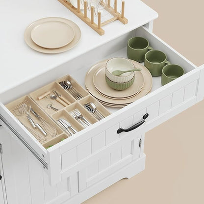 Ahomly Buffet Cabinet with Storage - 42'' Large Kitchen Storage with Shelves and Doors, Modern Coffee Bar Cabinet for Kitchen, Dining Room, Living Room, White