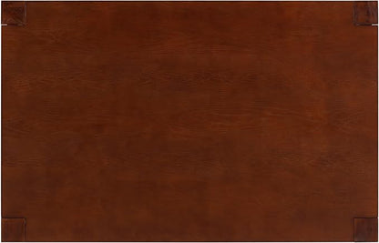 NTC Block 55 Inch Modern Farmhouse Dining Table, Rectangular Dinner Table for Dining Room, Living Room Furniture, Effortless Assembly, Dark Walnut