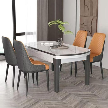Accent Dining Chairs, PU Leather Chairs, Sleek Black Metal Legs for Living Room/Kitchen Island