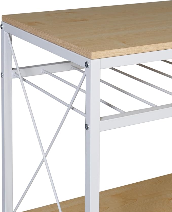 Honey-Can-Do Rolling Kitchen Island, White/Oak SHF-09512 White