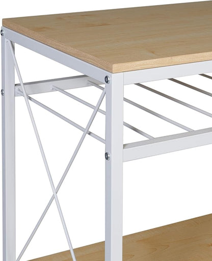 Honey-Can-Do Rolling Kitchen Island, White/Oak SHF-09512 White