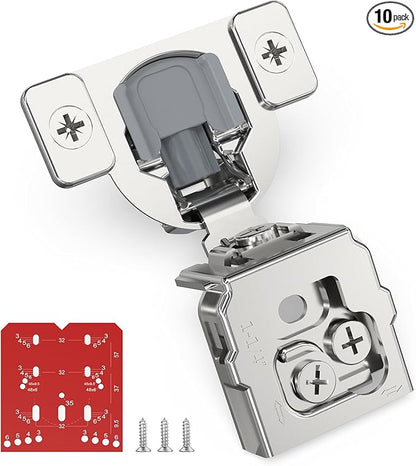 Chibery 10 Pack 1-1/4" Overlay 3D Soft Close Concealed Hinge for Face Frame Door, Self Closing Hinges, 105° Smooth Slow Close Quite, Hidden Stainless Steel Hinge for Kitchen Cabinet Door, Satin Nickel