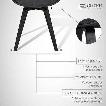 Armen Living Summer Contemporary Dining Chair in Black Brush Wood Finish and Charcoal Fabric - Set of 6