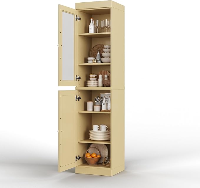 Palace Imports 100% Solid Wood 16.5"" Pantry Cabinet with Raised Panel Doors & Adjustable Shelves