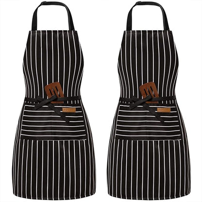 BeLuyi 2 Pack Adjustable Bib Apron with 2 Pockets Chef Cooking Kitchen Restaurant Aprons for Women Men