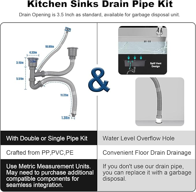 Modern Kitchen Sink Nano-Coated 30.7x16.9 Inch Stainless Steel Kitchen Sink, Drop in & Topmount Double Bowl Sinks with Drainage Pipes and Fruit Baskets