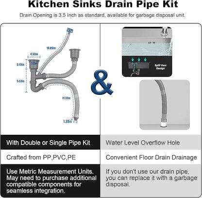 Modern Kitchen Sink Nano-Coated 30.7x16.9 Inch Stainless Steel Kitchen Sink, Drop in & Topmount Double Bowl Sinks with Drainage Pipes and Fruit Baskets
