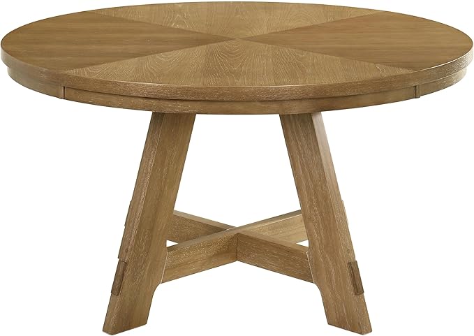 Coaster Home Furnishings - Danvers - Wood - 54-Inch Round Dining Table with Flared Legs and Veneer Pattern - Dining Room & Home Kitchen - Brown Oak - 109150