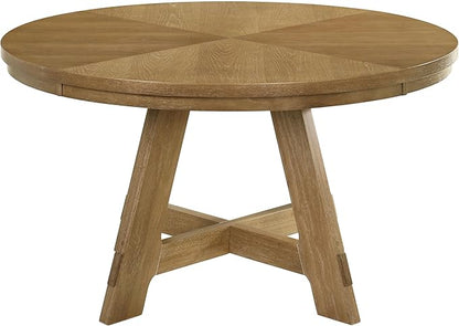 Coaster Home Furnishings - Danvers - Wood - 54-Inch Round Dining Table with Flared Legs and Veneer Pattern - Dining Room & Home Kitchen - Brown Oak - 109150