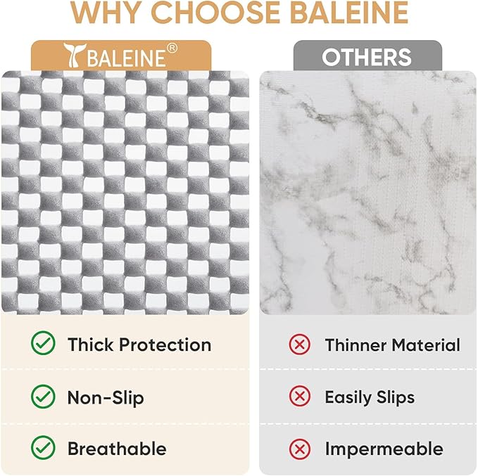 BALEINE Cabinet Liner, 17.5 in x 10 Ft Drawer Liner, Shelf Liners for Kitchen Cabinets Non-Adhesive, Non-Slip Protect Desks, Cupboard, Drawers, Shelves, Tableware (Gray)