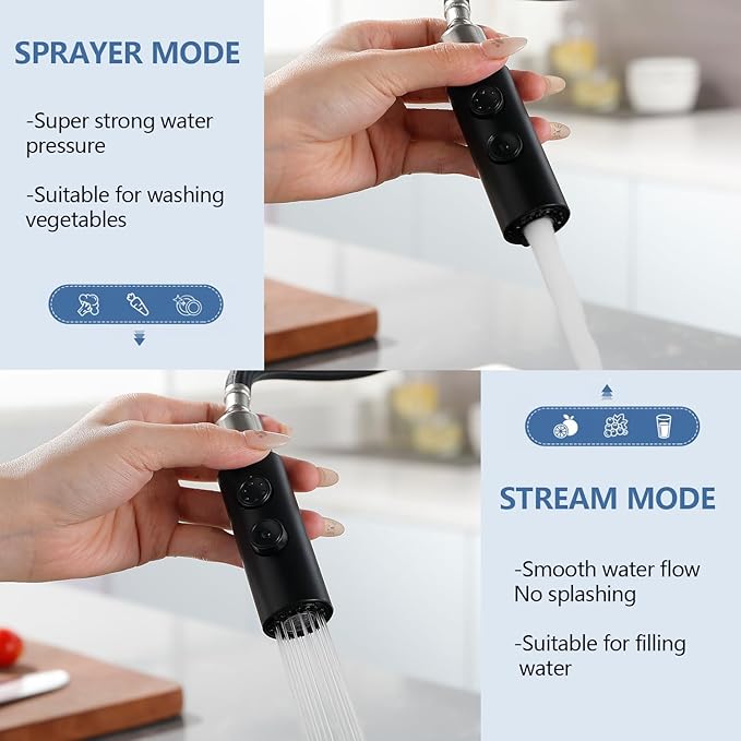 KINFAUCETS Black Kitchen Faucet with Pull Down Sprayer,Single Handle Pull Out Kitchen Sink Faucet,Commercial Farmhouse RV Bar Utility Kitchen Faucets