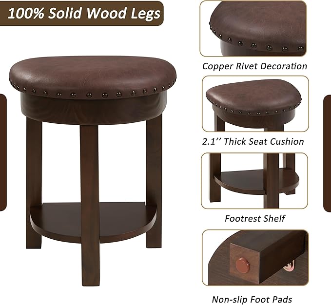 Bar Table and Chairs Set of 4 with 3 PU Upholstered Bar Stools, Breakfast Bar Table, Solid Wood Bar Height Dining Table Set, for Kitchen, Living Room, Party Room, Small Space (Espresso)