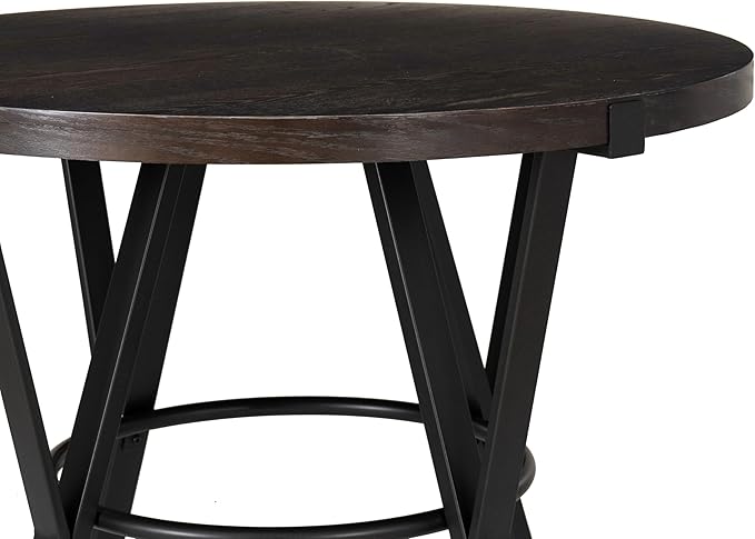 Powell Mikka Black and Brown Five Piece Round Counter Height Dining Pub Set with Swivel Seats