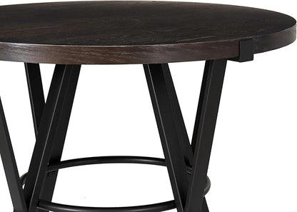 Powell Mikka Black and Brown Five Piece Round Counter Height Dining Pub Set with Swivel Seats