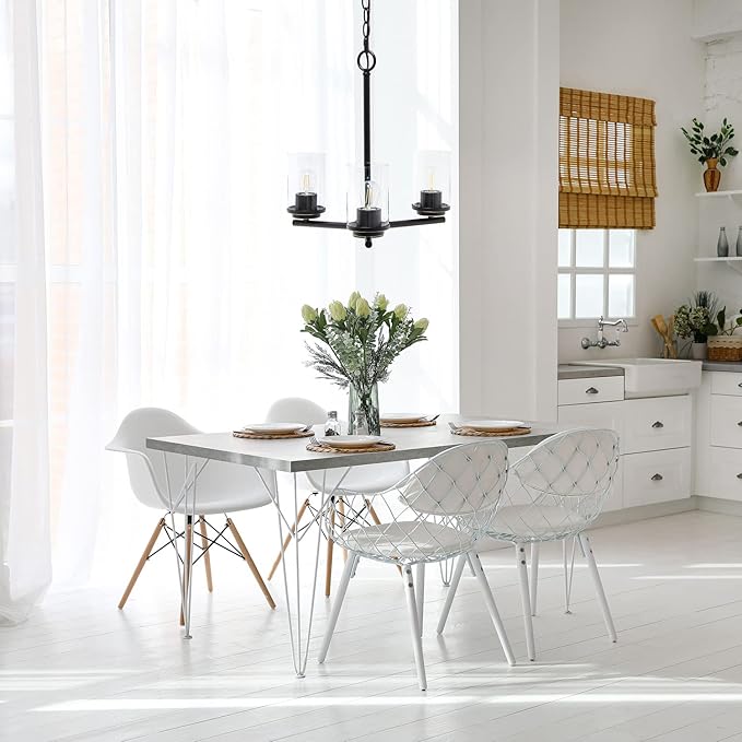 Elegant Designs PT1018-RBZ 15" Traditional Vintage Modern Industrial 3-Light Metal and Clear Glass Kitchen Island Foyer Hallway Living Room Den Dining Room Hanging Pendant Chandelier, RBZ