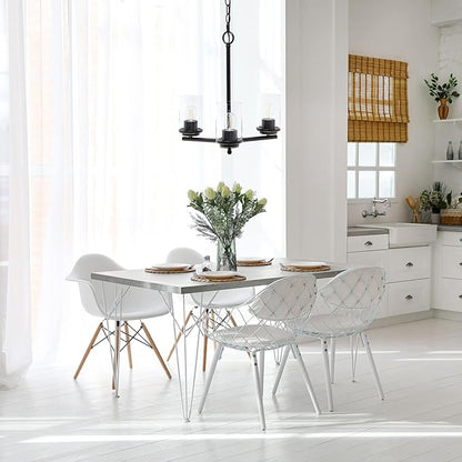 Elegant Designs PT1018-RBZ 15" Traditional Vintage Modern Industrial 3-Light Metal and Clear Glass Kitchen Island Foyer Hallway Living Room Den Dining Room Hanging Pendant Chandelier, RBZ