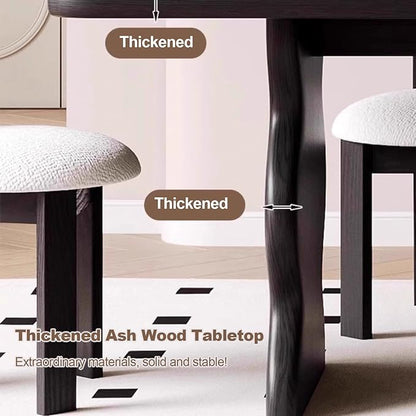 Kitchen Tables, Ripple Shape Modern Dining Table, Wood Dining Room Table for 4-6, Wood Furniture, Computer Office Desk Workstation for Family,Kitchen,Dining Room,Conference Room,Large