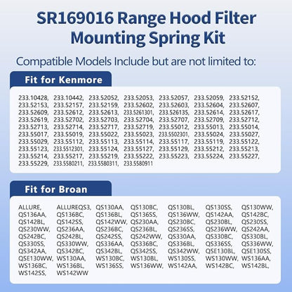 SR169016 Range Hood Filter Mounting Spring Kit Fit for Broan, Nutone, Kenmore Vent Hood - Replaces AP3380265, 1173049, R169001, 3 Pack
