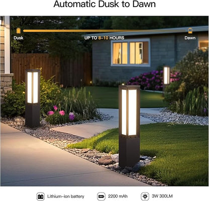MVBT Solar Pathway Lights Outdoor, 31.5" Landscape Path Lights, IP65 Waterproof Bollard Light Outdoor, 3000K Solar Lamp Path Light, Modern Commercial Pathway Lighting for Walkway Driveway Garden Patio