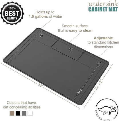 The Original Under Sink Mat - Silicone Waterproof mat, Trimmable, Easy to Clean, Kitchen cabinet liner, Under sink protector mats, Drip Tray with Lip - 34" x 22" or smaller