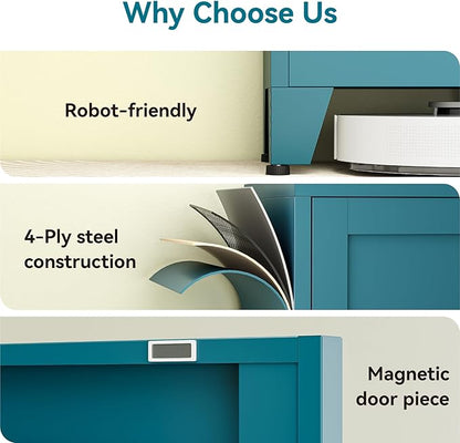 67" Tall Storage Cabinet with Reversible Doors and Adjustable Shelves,Metal Slim Freestanding Cabinet for Bathroom Kitchen Garage Small Spaces,Blue,5-Tier 1 Pack