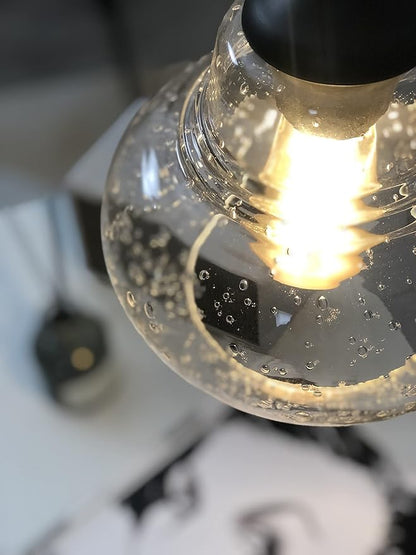 ELYONA 8 Inch Pendant Light Fixtures Seeded Bubble Glass Hanging Light Industrial Pendant Lighting for Kitchen Island Farmhouse Bar Bathroom Dining Room Oil Rubbed Bronze Finish