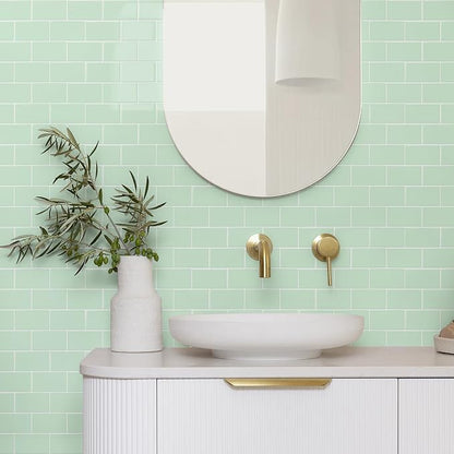 STICKGOO Peel and Stick Backsplash Subway Tiles, 10 Sheets of 12" x 12" - 3D Adhesive Peel and Stick Tile Backsplash for Kitchen, Bathroom, Wall Tile (Thicker Design, Light Green)