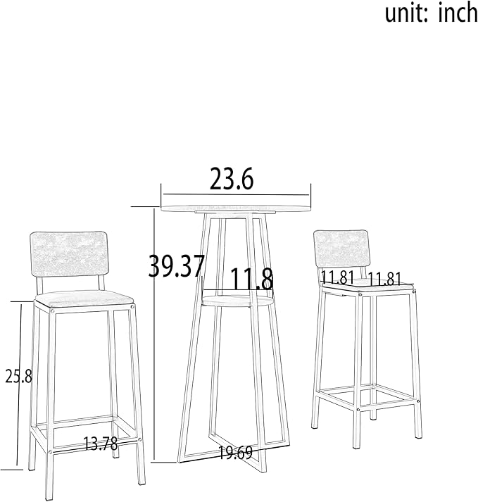 Bar Height Table and Chairs Set-3-Piece Frame Bar Table,Upholstered Chairs, Perfect as Kitchen Table, Kitchen Island Seating,Dining Table with Chairs (Gold+Blue,Gold+Brown)