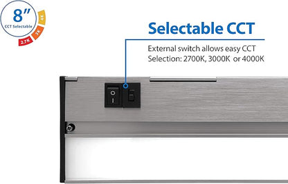 NUC-5 Series 8-inch Nickel Selectable LED Under Cabinet Light (NUC508SNK