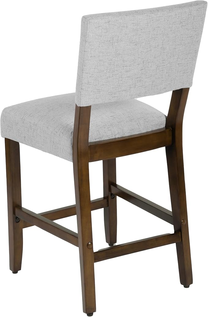 HomePop 24" Open Back Counter Stool|HomePop Home Décor|Fabric Chairs for Dining Room, Kitchen and Living Room - Gray Woven(Single Pack)