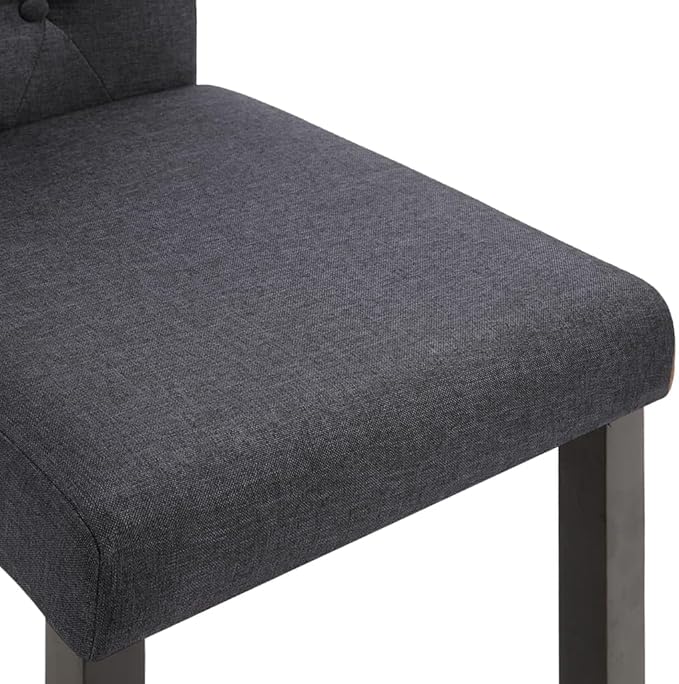 Dark Gray Fabric Dining Chairs Set of 2 - Ergonomic Upholstered Kitchen Chairs with Rubber Wood Frame, 16.5" Seat Width, Easy Assembly for Dining Room & Modern Farmhouse Decor