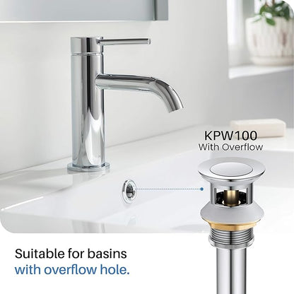 KIBI KBF1010 Solid Brass Single Handle Single Hole Circular X Faucet for Bathroom Sink with Pop Up Drain | High Arc Faucet Spout | Chrome Finish | Corrosion and Rust Resistant