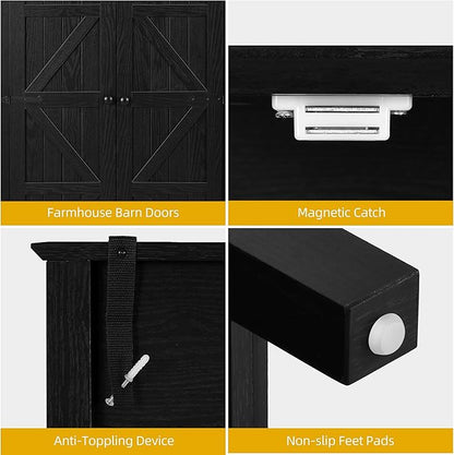 DWVO Farmhouse Kitchen Pantry Cabinet, 64.5" Tall Storage Cabinet with 2 Drawers and Adjustable Shelves, Versatile Storage for Living Room, Dining Room or Hallway, Oak Black