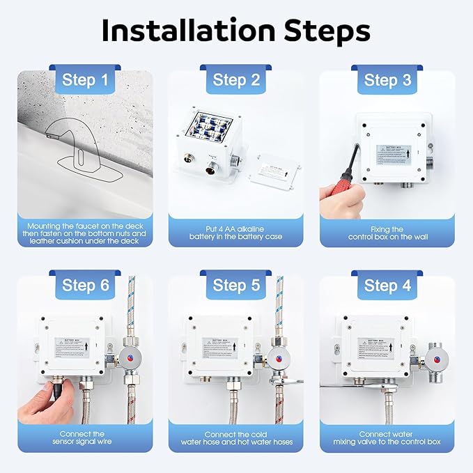 Touchless Bathroom Sink Faucets, Automatic Motion Sensor Sink Faucet with Hole Cover Deck Plate, Chrome Faucet for Bathroom Sink