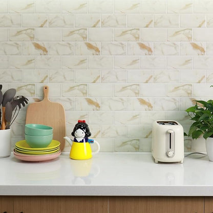 STICKGOO 10-Sheet Subway Tile Peel and Stick Backsplash, Self Adhesive Vinyl Wall Tiles, Stick on Backsplash for Kitchen and Bathroom(Thicker Design)