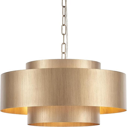 20” Brushed Brass Modern Chandelier Classic 3 Round Metal Pendant Light Contemporary Adjustable Industrial Pendant Light for Dining Room Kitchen Island Living Room Bedroom, UL Listed