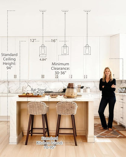 Beionxii 2 Pack Brushed Gold Pendant Lights Kitchen Island, Modern Kitchen Pendant Lighting Over Island, Hanging Lights with Milk Glass for Sink, Dining Room, Entryway, BX-PL02BG-2