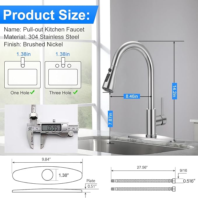 Kitchen Faucet with Pull Down Sprayer,Kitchen Sink Faucet with Sprayer,High Arc Single Handle Classic Stainless Steel Sink Accessories,Suitable for Laundry Rv Bar (Polished Chrome)