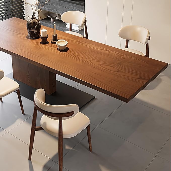 Modern Solid Wood Dining Table, 4, Rectangle Kitchen Island Dining Table Minimalist Kitchen Table with Pedestal Base for for 2, 6