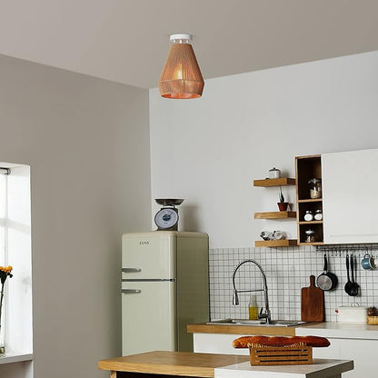 GLOBE Electric 65894 1-Light Flush Mount Ceiling Light, Matte White, Twine Shade