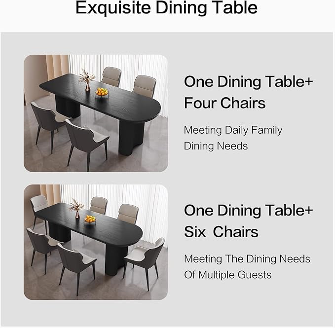 Dining Table Set for 6, Modern Kitchen Table with 6 Chairs, Dining Room Table Set for Kitchen,Dining Room,Home & Office (70.86" Black Table with 6 Chairs)