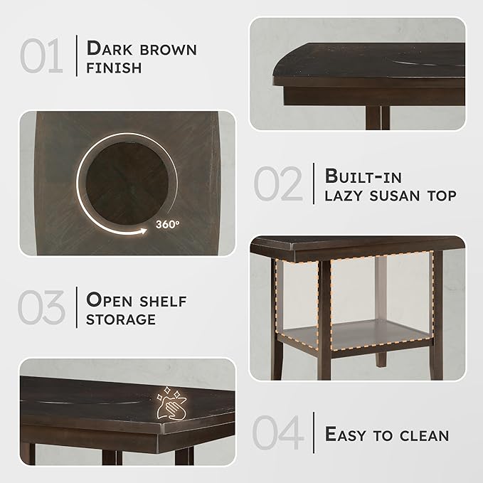 Lexicon Attis 5-Piece Counter Height Dining Set (Slat Back), Dark Brown