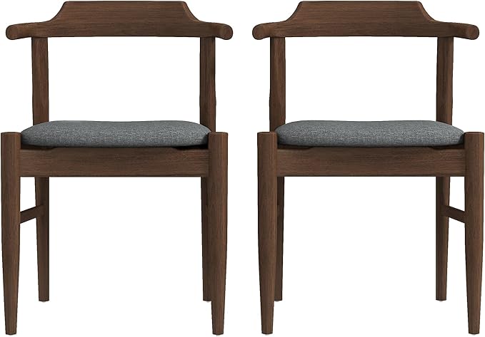 Counter Height Side Chairs Set of 2, Gray Fabric with Solid Wood Frame and Foot Pegs, 28 Inch Height Modern Farmhouse Chairs for Kitchen Island & Dining