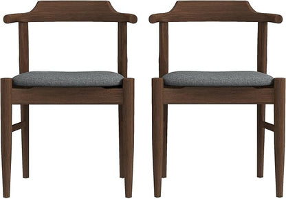 Counter Height Side Chairs Set of 2, Gray Fabric with Solid Wood Frame and Foot Pegs, 28 Inch Height Modern Farmhouse Chairs for Kitchen Island & Dining