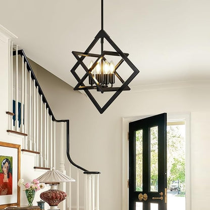 18" Modern Pendant Lights Kitchen Island, 4-Light Black Pendant Light Fixtures, Farmhouse Chandelier Kitchen Island Lighting, Industrial Hanging Pendant Lights for Kitchen Island Dining Room Entryway