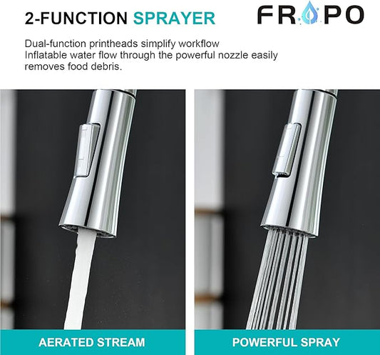 Kitchen Faucet with Pull Down Sprayer, Polished Chrome Kitchen Sink Faucet 1 or 3 Hole, High Arc Single Handle Spot Resist Stainless Steel Kitchen Faucets for Farmhouse Camper Laundry Rv Bar