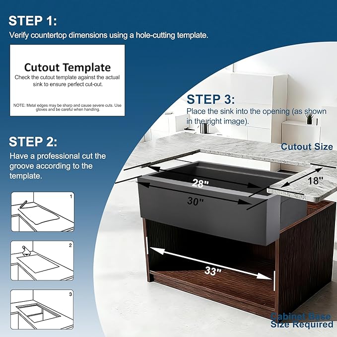 Doirteal 30" Farmhouse Sink, 16 Gauge Nano Black Stainless Steel Apron Front Kitchen Sink, 30x22x10 Undermount Workstation Single Bowl with Cutting Board, Colander & Grid, Scratch-Resistant