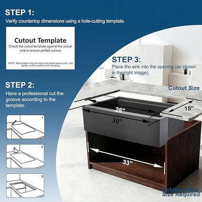 Doirteal 30" Farmhouse Sink, 16 Gauge Nano Black Stainless Steel Apron Front Kitchen Sink, 30x22x10 Undermount Workstation Single Bowl with Cutting Board, Colander & Grid, Scratch-Resistant