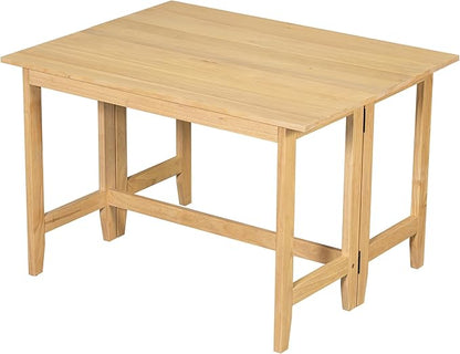Merax Farmhouse Wood Extendable Dining Table with Drop Leaf for Small Places, Modern Freestanding Scalable Desk for Kitchen & Living Room, Natural