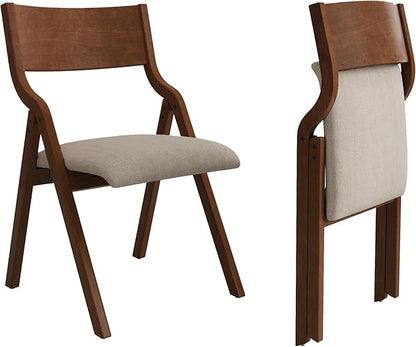 YOPTO Folding Wooden Chairs Set of 2 with Padded Seat,Portable Dining Chairs W/Ergonomically Designed Back and Cushion,for Dining Room,Restaurant,Kitchen,Office